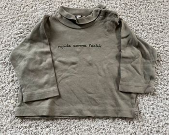 Sous pull vert kaki « Rapide comme l’éclair » Grain de blé 12 mois