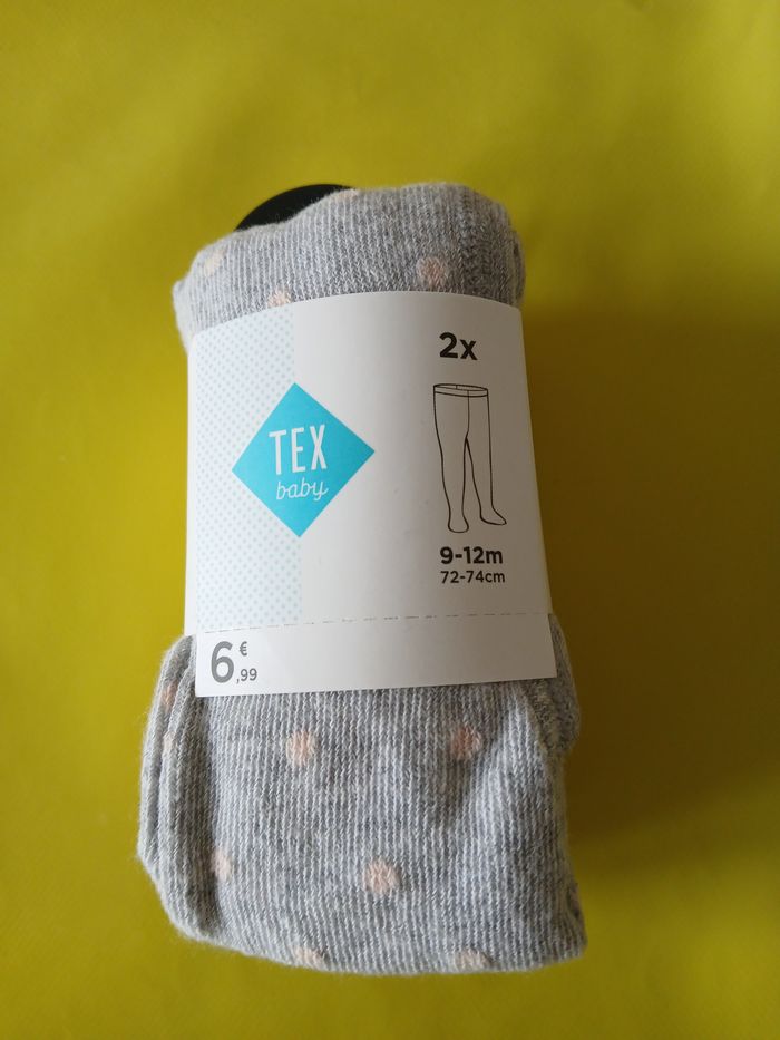 lot de deux paires de collants fille 9/12 mois - photo numéro 2