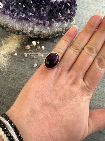 Bague en argent et Améthyste véritable - Pierre véritable