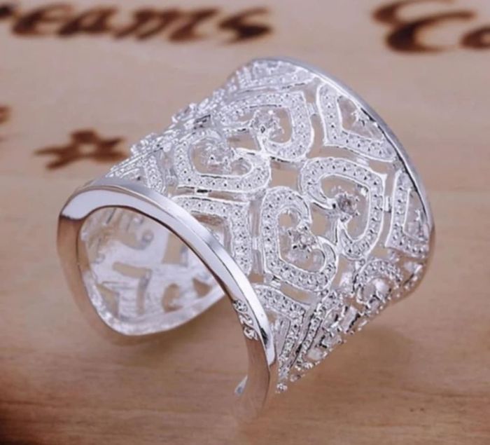 Bague manchette coeur argent - photo numéro 2