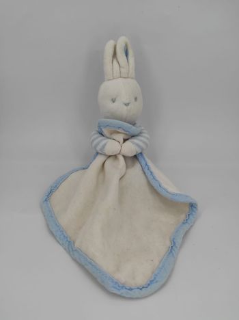 Doudou Mouchoir Lapin blanc et bleu Klorane