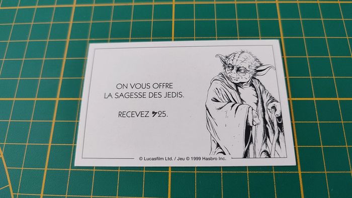 Carte Jedi On vous offre la sagesse des Jedis jeu de société Monopoly Star Wars épisode 1 #A81