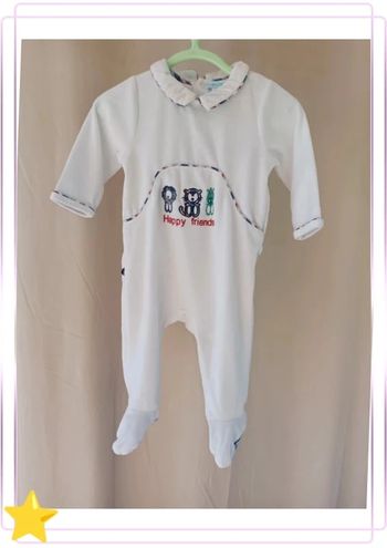 Pyjama 1 pièce velours blanc Obaibi 6mois 67cm