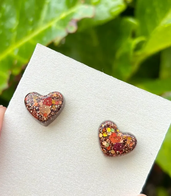 Boucles d’oreilles pailletées marrons