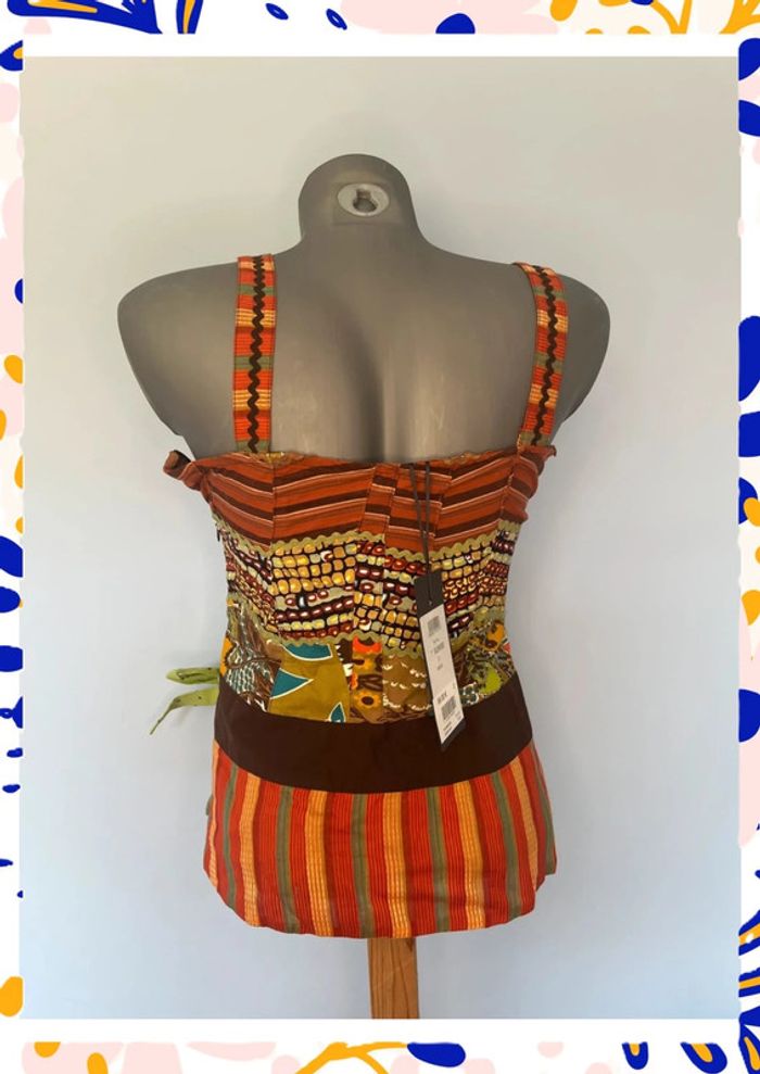 🌟 Débardeur Paul Brial – Taille 2 – Neuf avec étiquette – Motif marron, orange & vert 🌟 - photo numéro 7