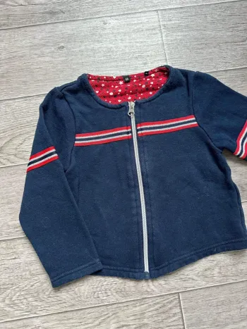 Gilet zippé 3 ans - rouge et marine