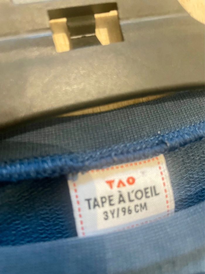Sweat bleu tape à l’œil manches longues 3 ans - 96 cm - photo numéro 4