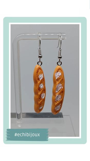 🍄 paire de boucles d'oreilles baguette de pain