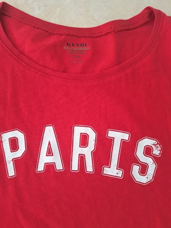 Tee-shirt manches longues rouge 12 ans  👧 Kiabi en TBE - photo numéro 2