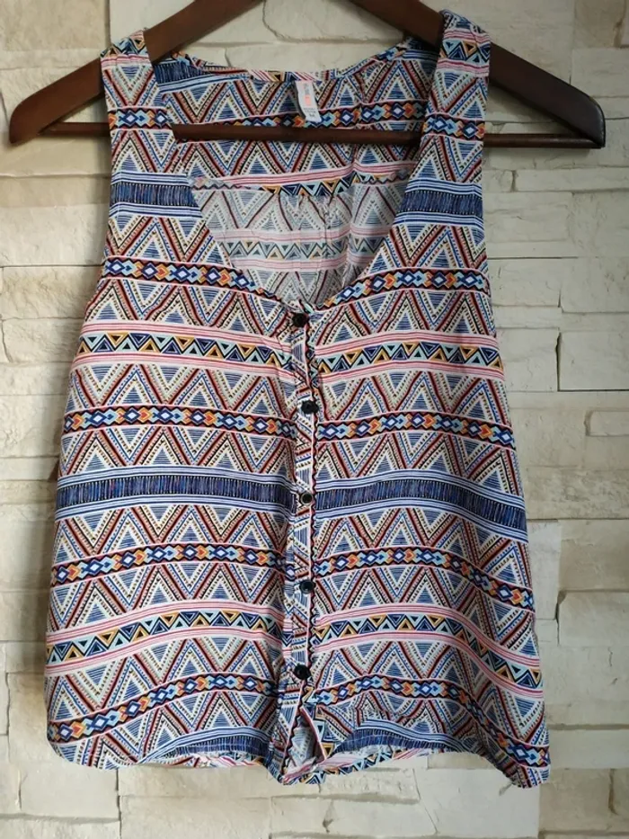 Tunique sans manche Fb Sister M multicolore tbe étiquette compo coupée - photo numéro 5