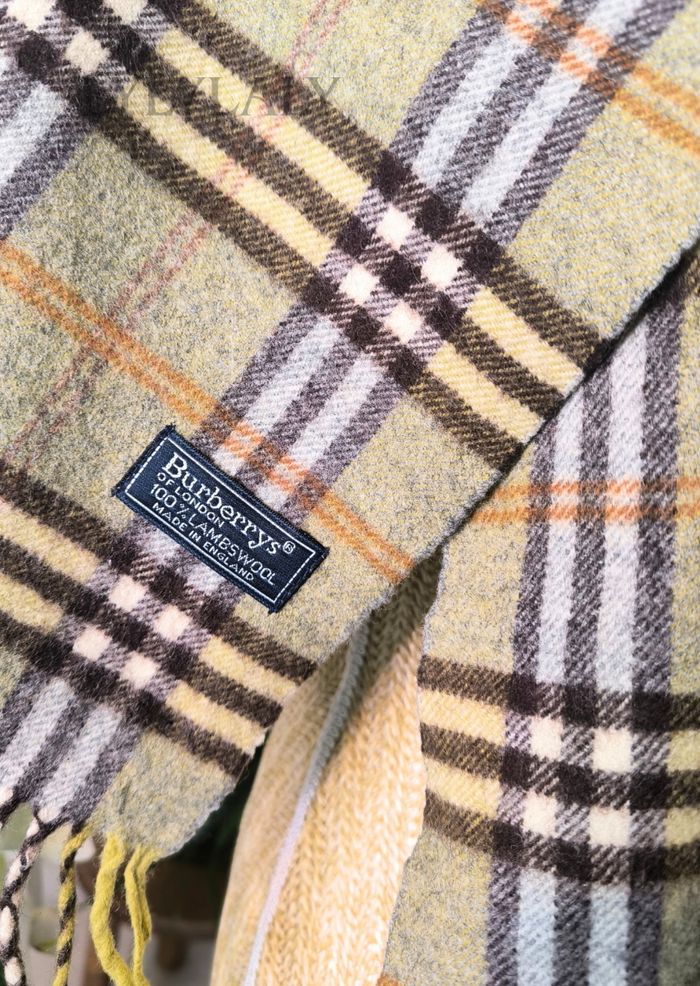 🌿 Écharpe Burberrys vintage vert olive – Authentique Made in England - photo numéro 2