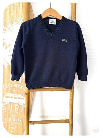 Lacoste - Pull col V bleu marine Taille 4 ans