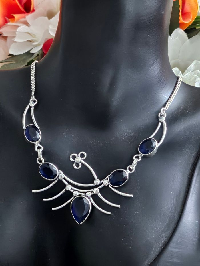 Collier en argent sterling 925 avec pierre tanzanite - photo numéro 2