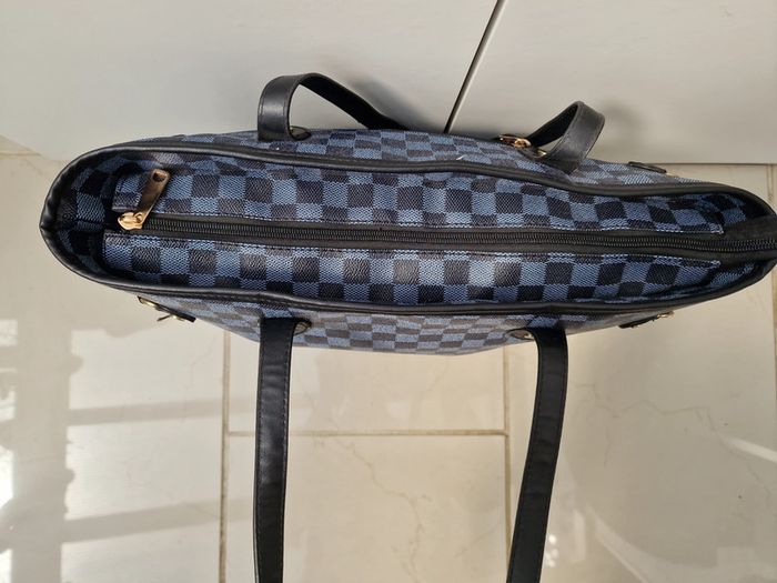 Sac Cabas A Carreaux Noirs Gris Cuir Synthétique - photo numéro 10