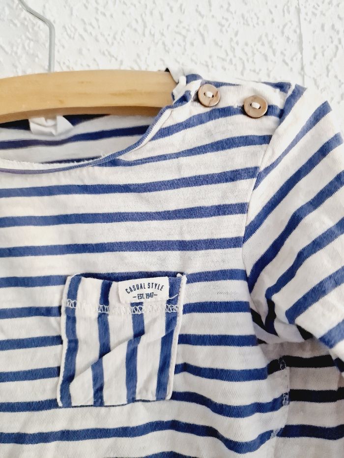 H&M - Tee-shirt léger, marinière, manches longues (12 mois) - photo numéro 3