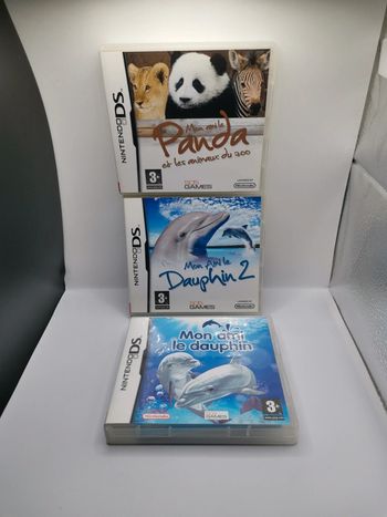 Lot 3 jeux nintendo DS mon ami le dauphin 1 + 2 mon ami le panda et les animaux du zoo
