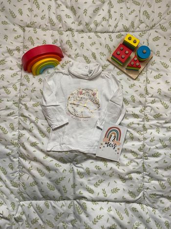 sous pull col roulé blanc imprimé renard doré 12 mois gémo