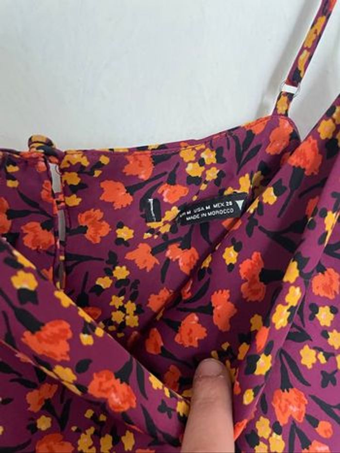 Débardeur//top fleuri orange jaune et violet Zara - photo numéro 4