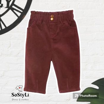 Pantalon bordeaux en velours côtelé Vertbaudet 6 Mois