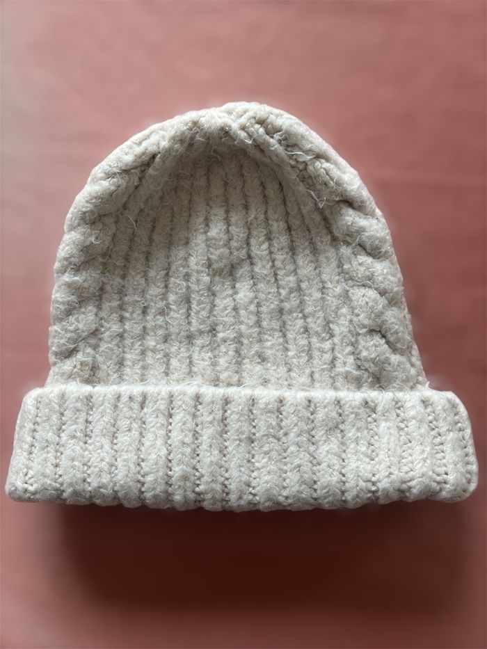 Bonnet tricoté adulte – blanc cassé - photo numéro 2