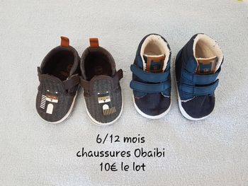 Lot 8e de 2 paires de chaussures bébé Obaibi 9 - 12 mois