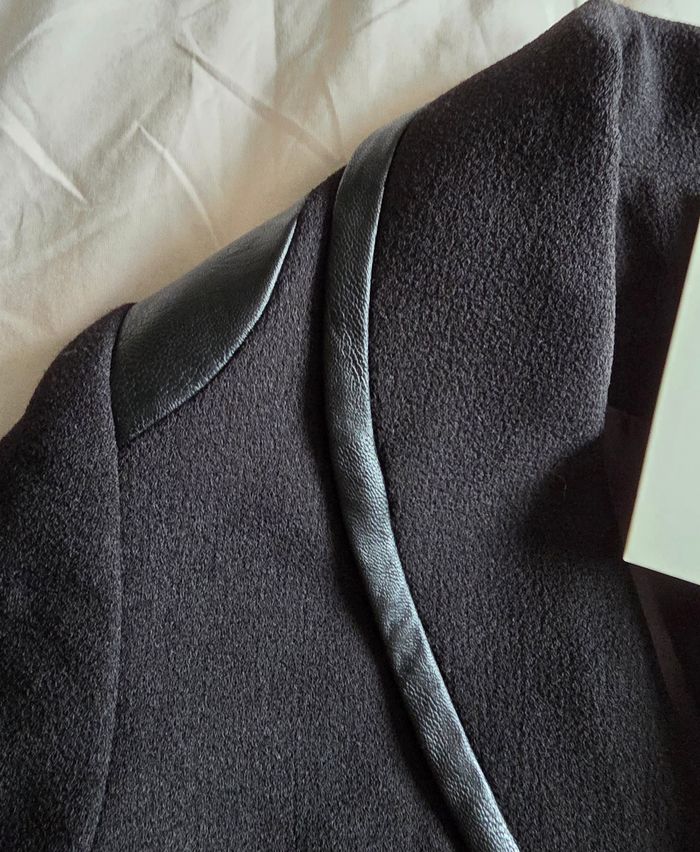 Color Block Blazer Polyester Simili Cuir Noir Neuf Taille 0 (34/36) - photo numéro 6