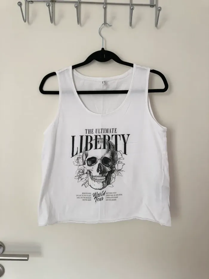 Débardeur court blanc tête de mort Only taille M