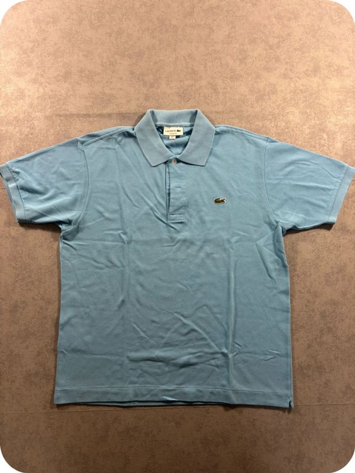 Polo Lacoste Bleu Clair logo brodé vert Taille L
