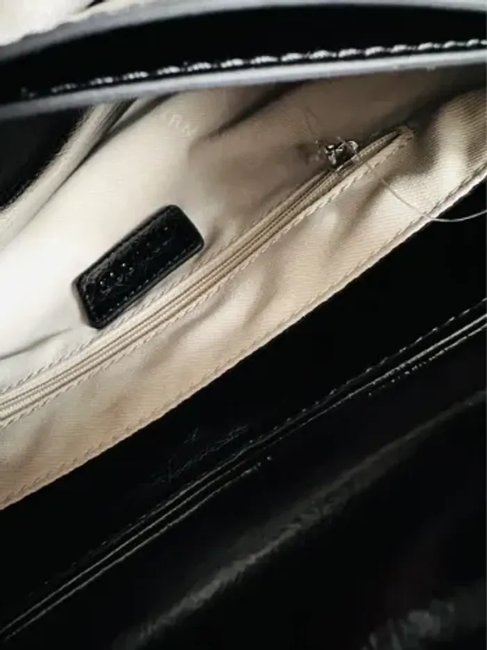 Sac à main en cuir véritable – Noir matelassé - photo numéro 6