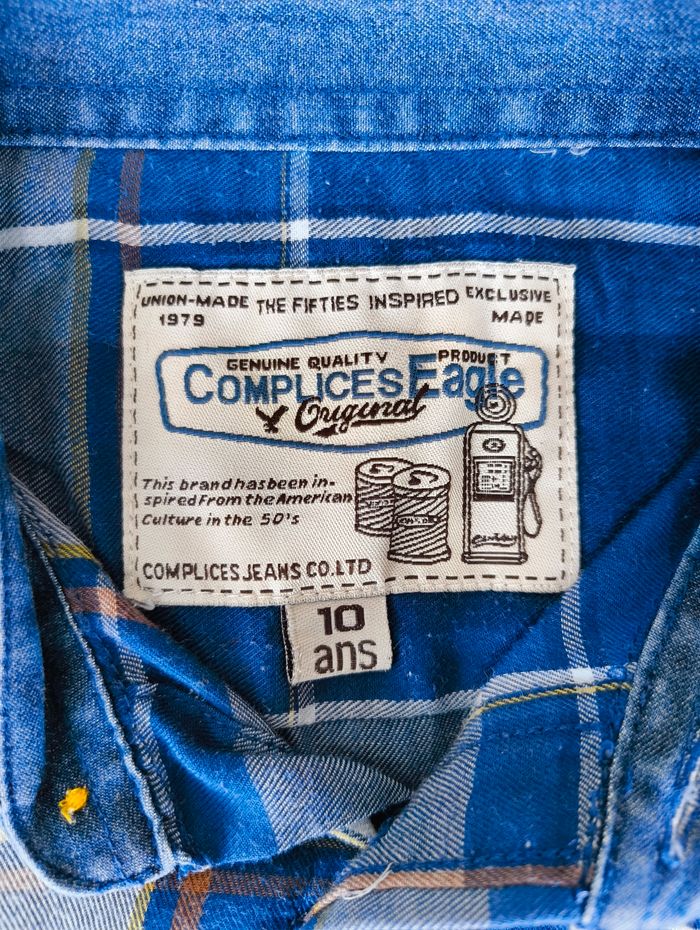 Chemise Garçon Complices Jeans 10 ans Carreaux Bleus / Bûcheron Vintage - photo numéro 5