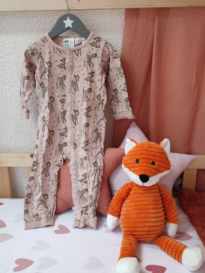Lot pyjama Bambi - Vieux rose/rose pâle - 24 mois - Bon état - Disney/H&M - photo numéro 5