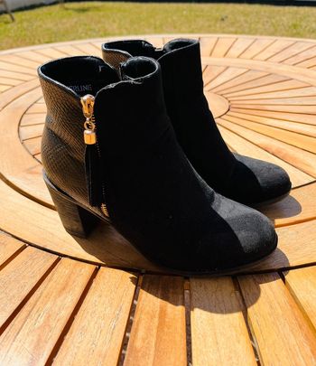 Bottines noires talons ponpons automne hiver