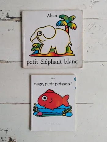 Lot 2 livres enfants – Nage, petit poisson & Le petit éléphant blanc (Altan)