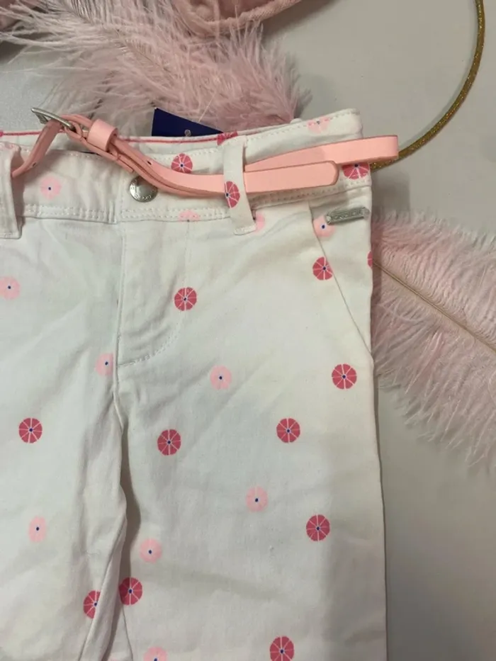 Pantalon fille - jeans - blanc - neuf - Okaïdi - Taille 4 ans - photo numéro 2