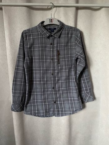 Chemise fermeture pressions écossaise grise 10 ans kiabi