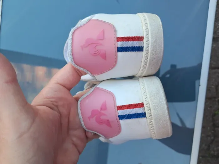 Jolies baskets 👟 cuir souple, sneakers blanches et logo arrière rose, scratch - T31 - Le coq sportif - photo numéro 9
