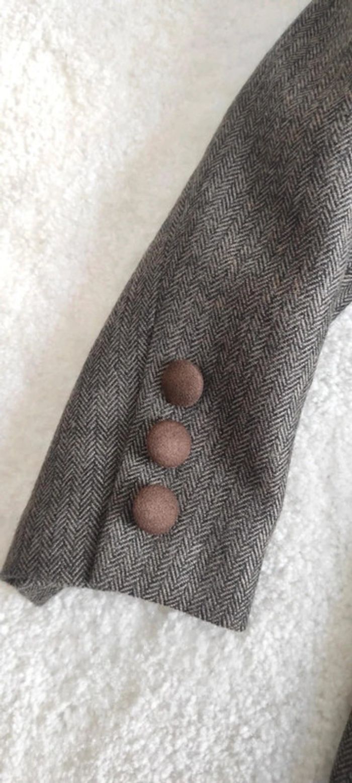 Veste Blazer Perel Paris 100% laine XL Vintage oversize beige marron made in France - photo numéro 7