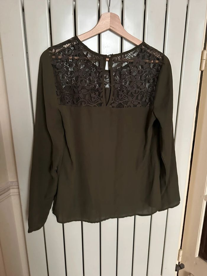 Blouse à dentelle kaki vintage S - photo numéro 3