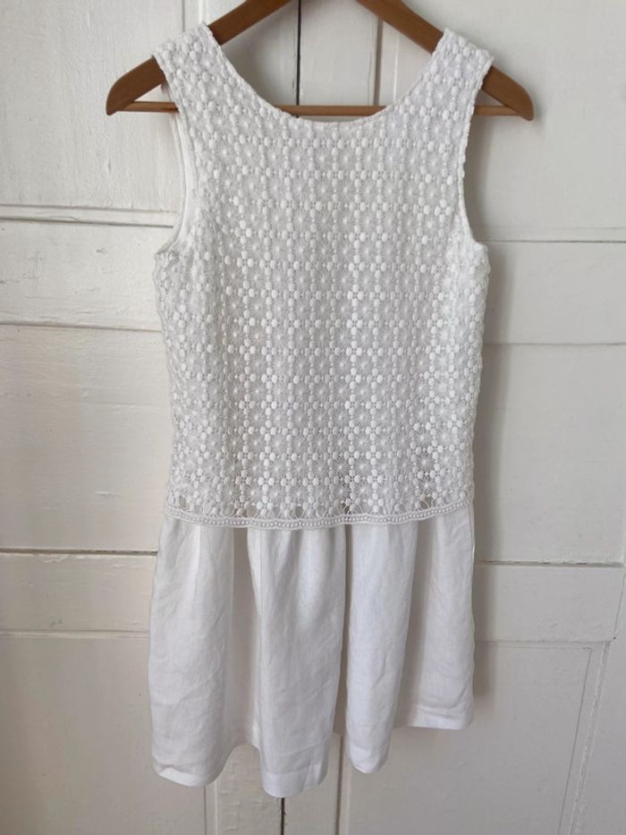 Robe en lin et dentelle blanc cassé Cyrillus 14 ans