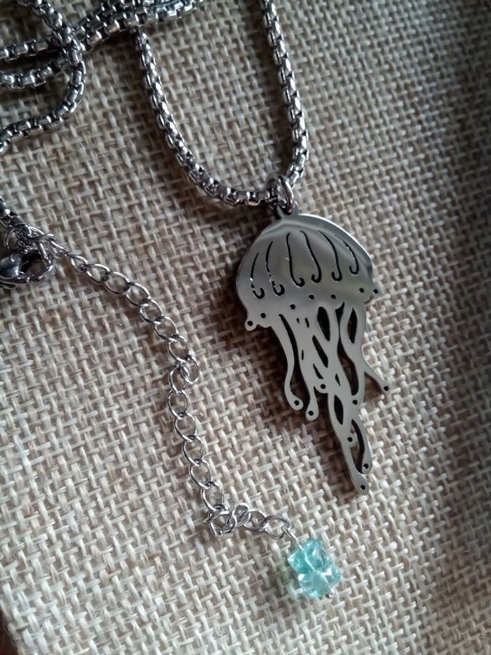 Collier méduse en acier inoxydable argenté