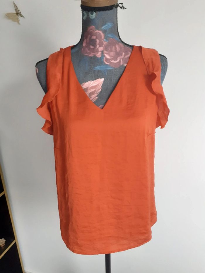 Blouse frou-frou rouge S
