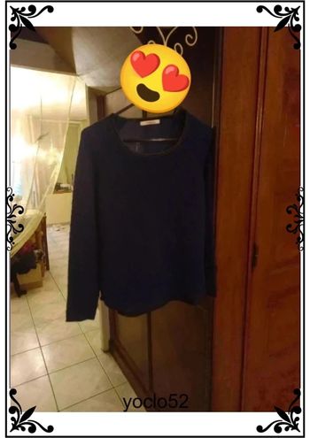 Pull col rond bleu foncé Camaieu taille S/36