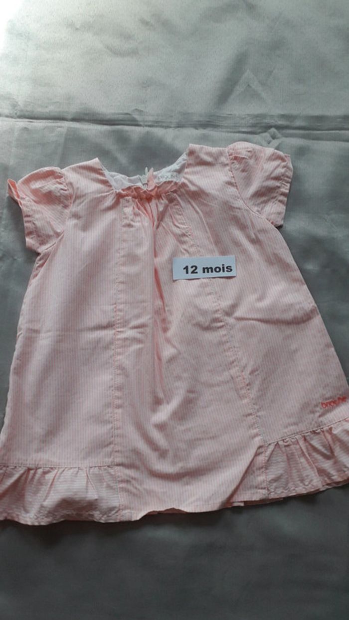 Robe d'été rayée rose et blanc/12 mois