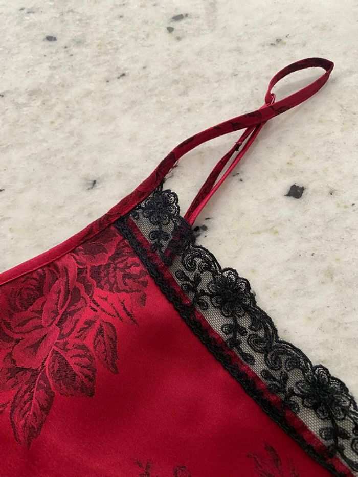 Caraco en satin rouge vintage Etam 40 - photo numéro 12