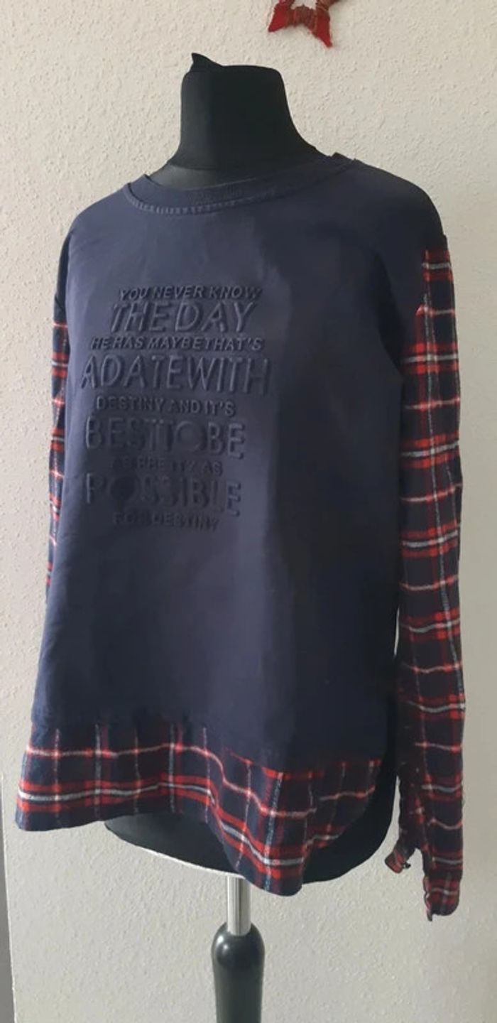 Pull chemise a carreaux taille XL - photo numéro 2