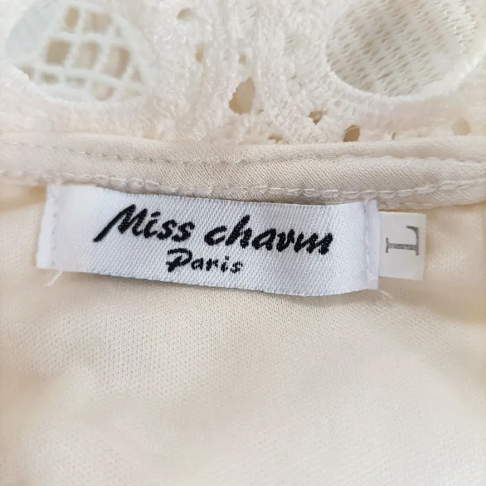 Blouse dentelle écrue Miss Chawn Paris col montant ajouré romantique – Taille M A735 - photo numéro 16