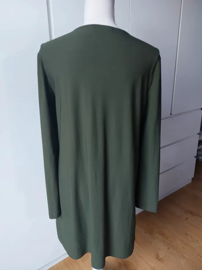 Jolie robe évasée manches trompette kaki - photo numéro 5