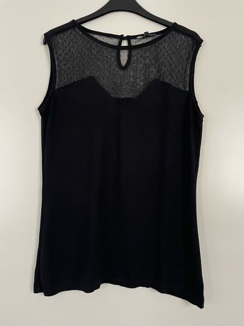 Top noir plumetis