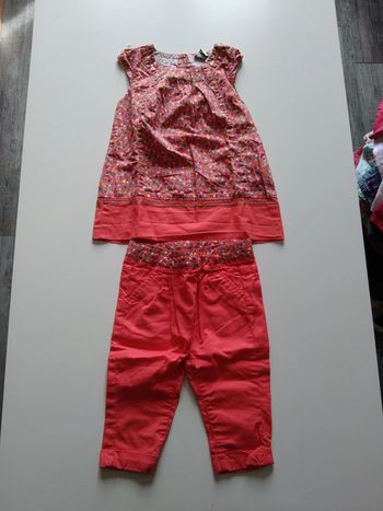 ensemble orange et imprimé tao fille 9 mois