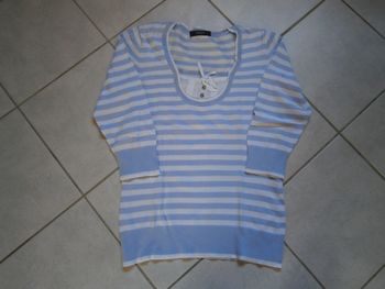 Pull fin bleu lavande/blanc BURTON Taille 40